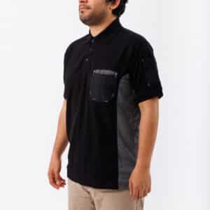 polo-pique-manga-corta-negro-gris